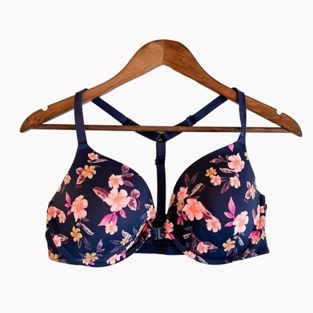 PINK VICTORIA’S SECRET Everywhere Push Up Floral Racerback Bra Size 36D